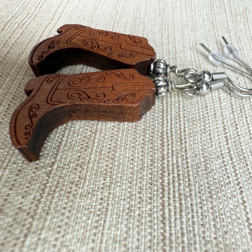 Cowboy/Cowgirl Artisan Brown Boot Earrings